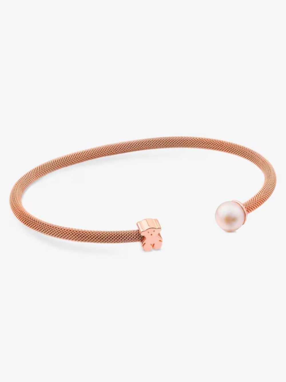 Tous Steel and Rose gold vermeil Icon Mesh Bracelet with Pearl